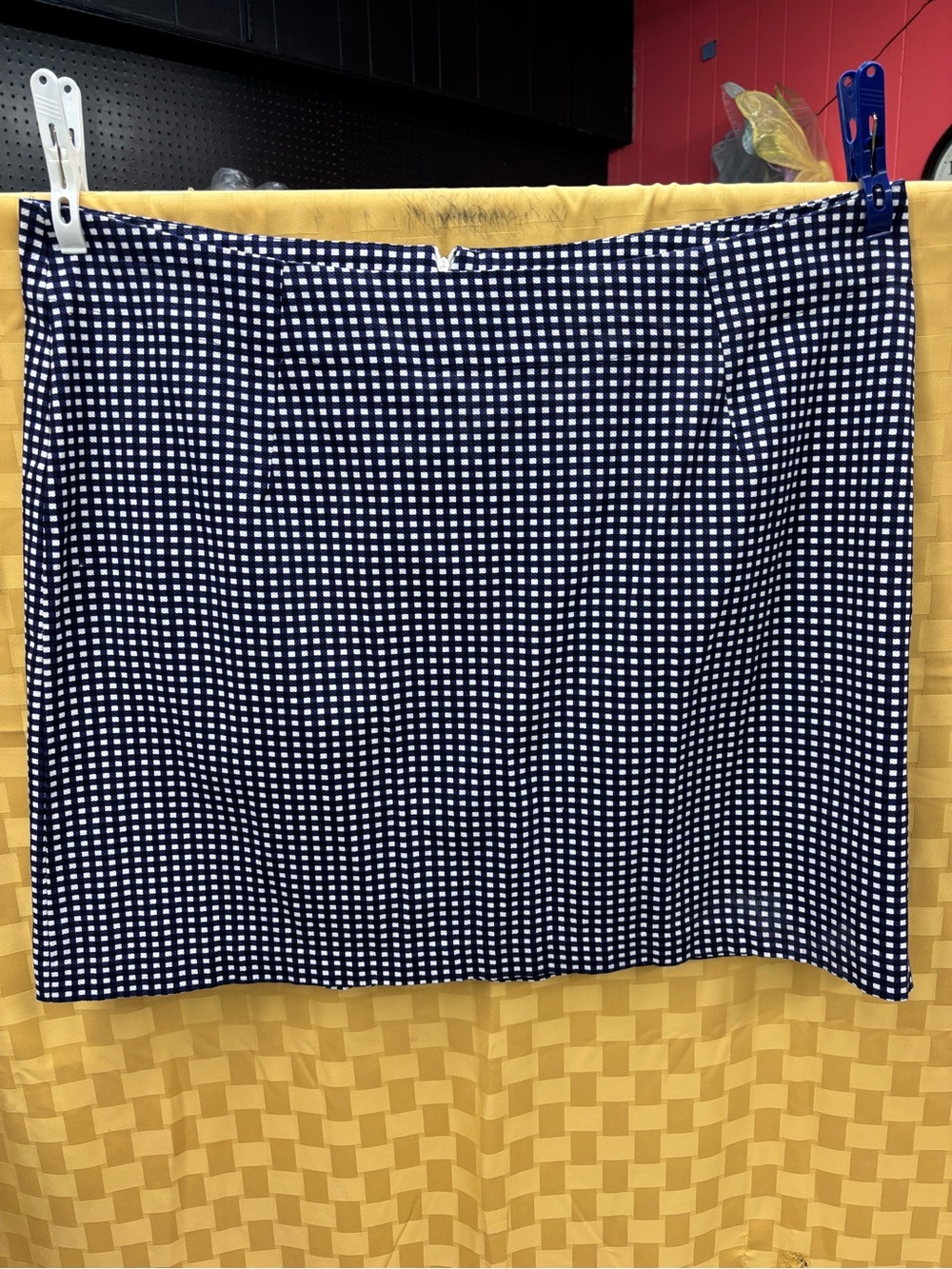 Navy and White Check Mini Skirt
